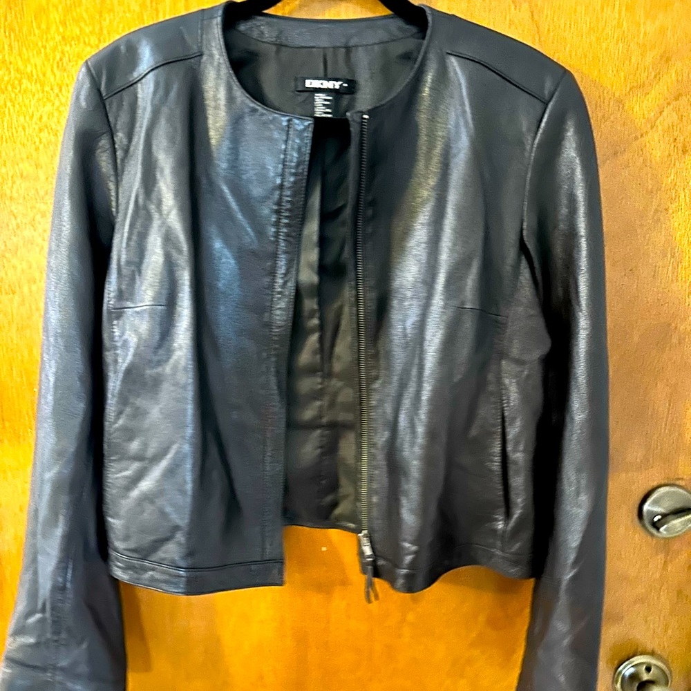 DKNY leather crop jacket
